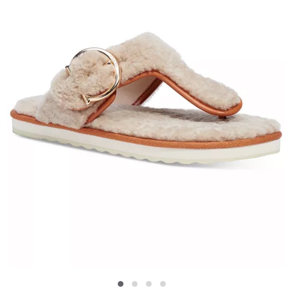NWT COACH Women's Hollie Cozy T-Strap Slippers - Picture 2 of 11